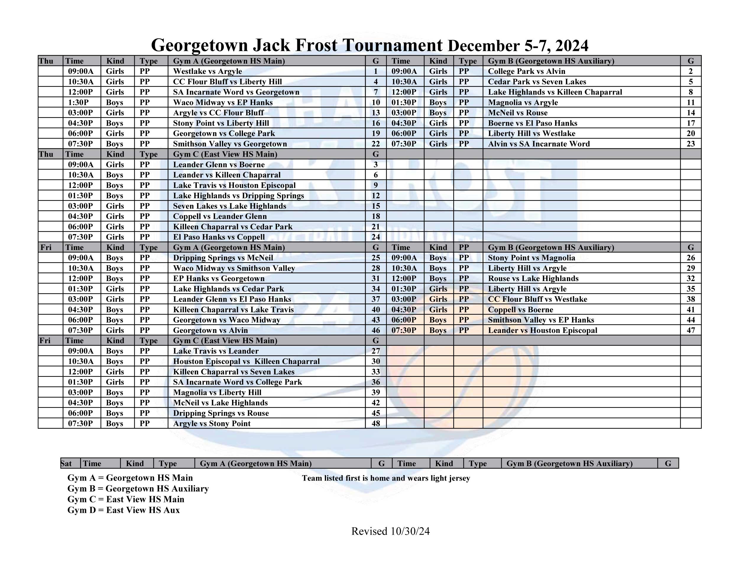 2024 Jack Frost Tournament Master Schedule 1