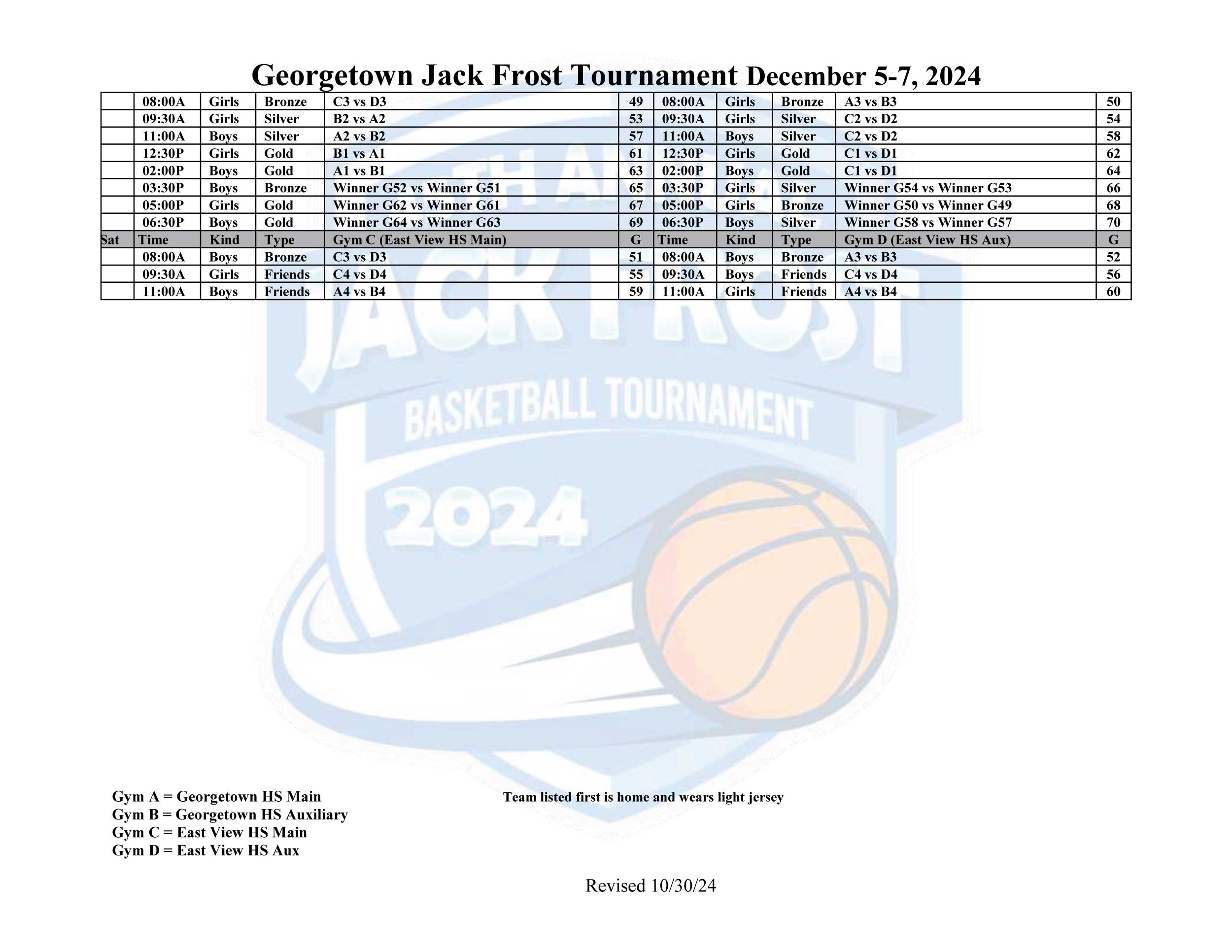 2024 Jack Frost Tournament Master Schedule 2